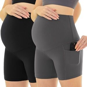 Maternity High-Waisted Gray Shorts